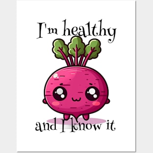 Funny Kawaii Beetroot I'M Healthy And I Know It Posters and Art